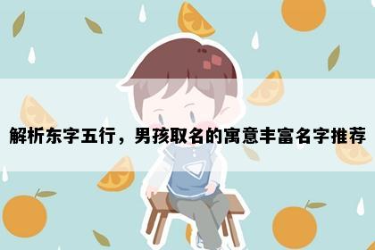 解析东字五行，男孩取名的寓意丰富名字推荐