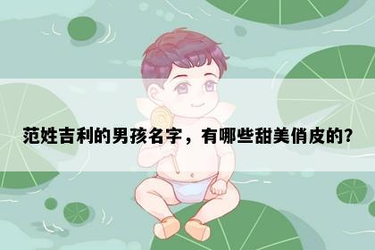 范姓吉利的男孩名字，有哪些甜美俏皮的？