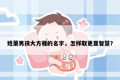 姓萧男孩大方雅的名字，怎样取更显智慧？